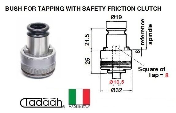 TD0136BU1901 Bussola portamaschio per maschiare con frizione registrabile -Norma JIS  Gambo dia. 19mm
