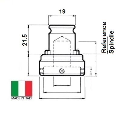 TD0136BUFIL19 Bussole portafiliera per mandrino maschiatore con gambo dia. 19mm senza frizione registrabile, sede filiera a scelta