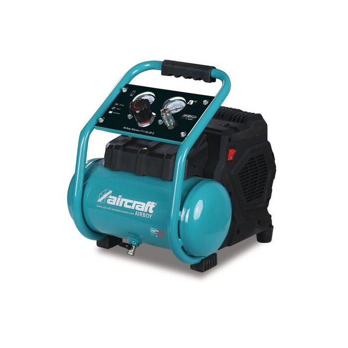 AIRCRAFT 2000108 Compressore a pistone portatile, modello AIRBOY SILENCE 111 AS OF E, con batteria da 18V e senza olio motore