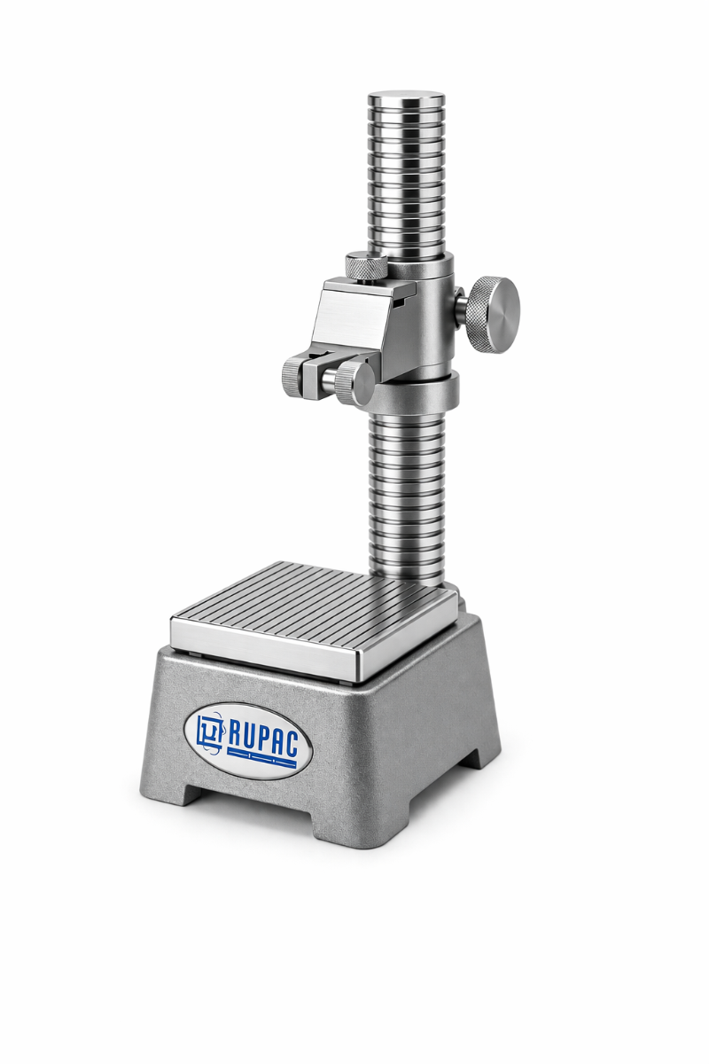 RUPAC 2001970 Präzisionshalterung für Komparatorhalter, mikrometrische Justierung, Serie MicroMet PLUS mit Gewindesäule Ø35 mm