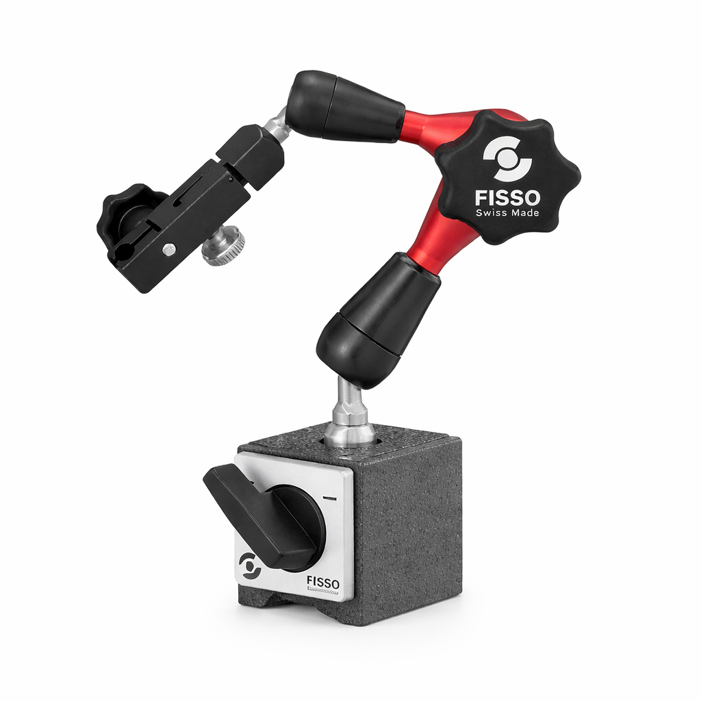 RUPAC 2005000 Magnetic holder "Strato-Line" FISSO Series 30×35×36 mm, with lightweight alloy structure and compact articulated arm