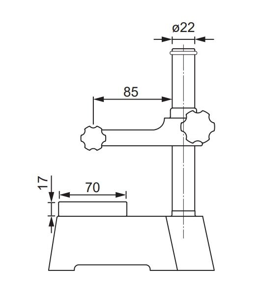 2107701 RUPAC Messuhrenhalter MicroMet PLUS Serie DGS1c mit geschliffenem und geläpptem Sockel 70x70 mm