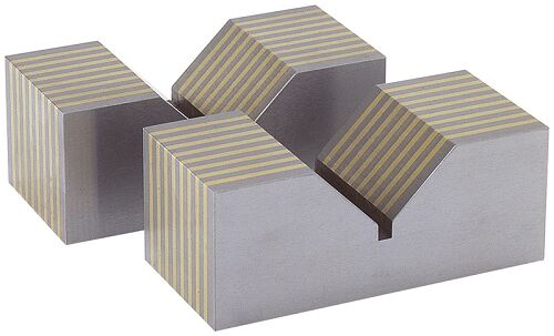 LTF 218.04 Pair of prismatic lamellar blocks with V-grooves 100x40x50 mm, Ideal for positioning pieces with irregular, protruding, and recessed shapes