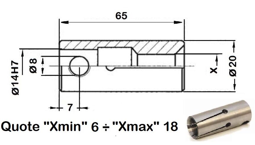 225E - SH20 Pinza a cambio rapido per Caricatore FMB, TRAUB, HAGENUK, IEMCA, ROBOBAR, LNS, SAMECA, MINISPRINT, MINITURBO - Diametro esterno 20mm