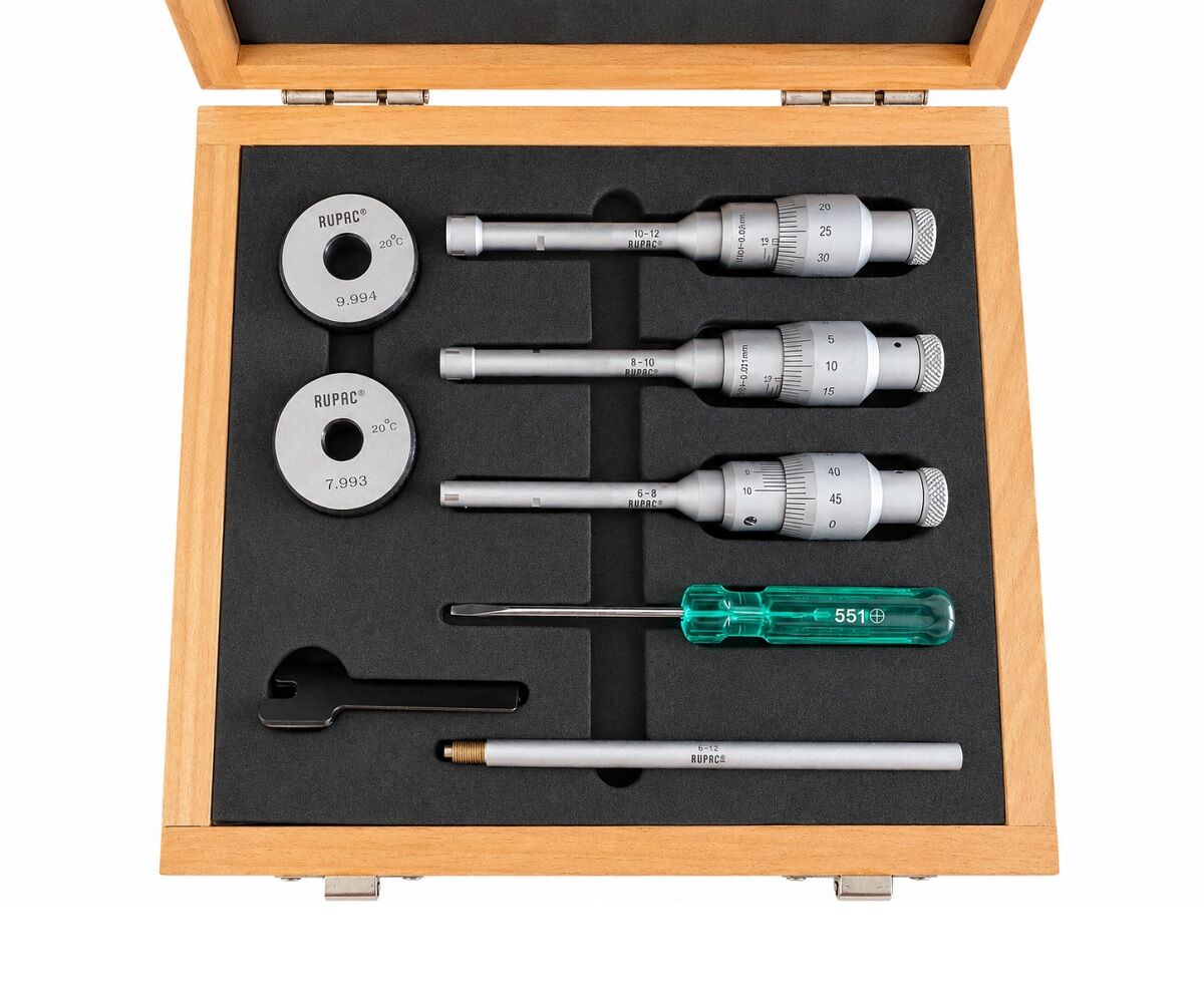 2503392 RUPAC Set di micrometri per interni millesimali a 3 punte Serie MicroMet PLUS, campo di misura 6-12mm