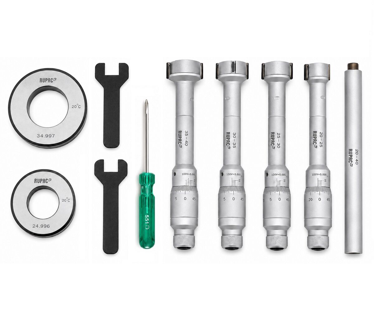 RUPAC 2503394 Composizione - Set di micrometri per interni millesimali a 3 punte Serie MicroMet PLUS, campo di misura 20-40mm