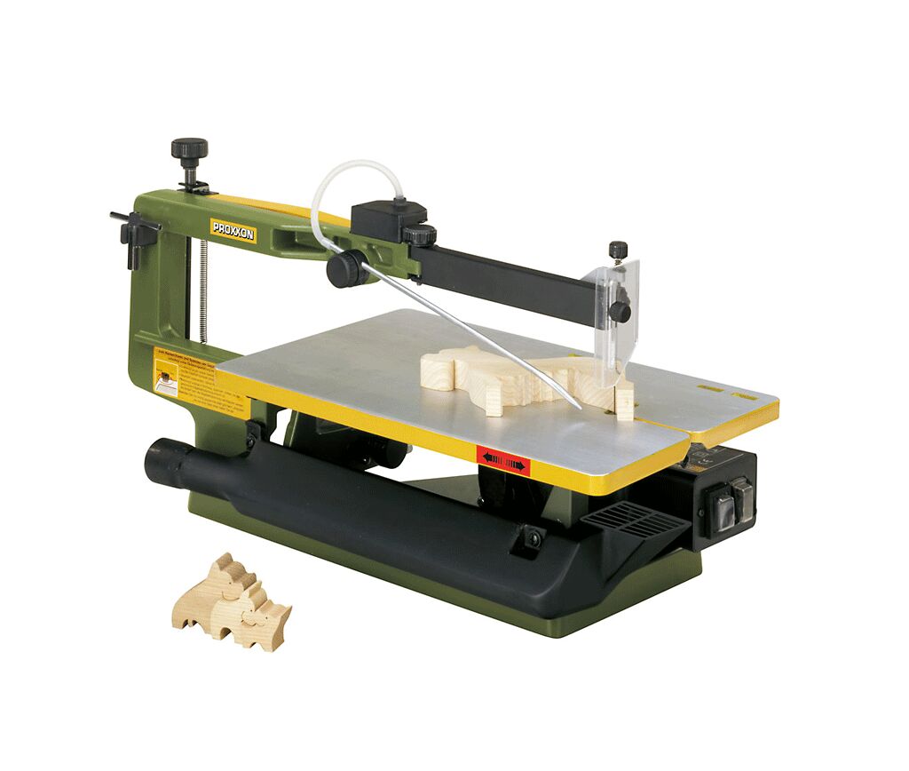 PROXXON 27094 Sega da traforo a 2 velocità modello DS 460 per legno, metalli non ferrosi, 230 V, sbraccio 460mm, piano inclinabile da -5 a 50°