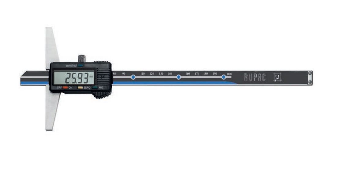 RUPAC Digitronic S2992205 Digitaler Messschieber mit Zylinderkontakt Ø2×10 mm, 0–200 mm, 0,01 mm, IP40