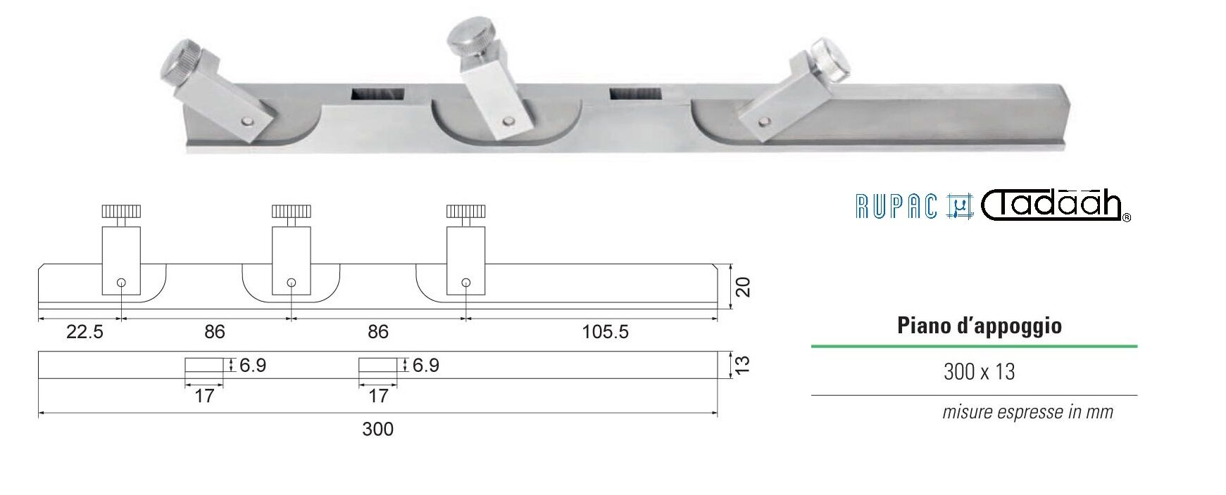 2992230 Accessorio per calibri di profondità Serie MicroMet, estensione piano di appoggio a 300 mm