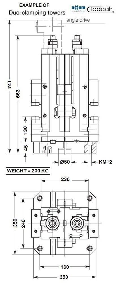178414 Schraubstock Röhm RKE, Backenbreite 200mm, mit mechanisches manueller Verriegelung und Leistungsgeber 
