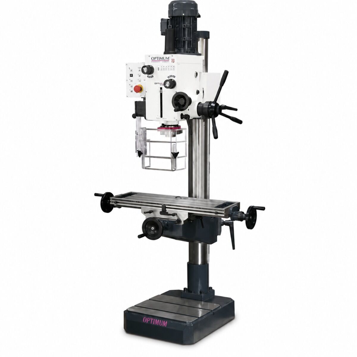 OPTIMUM 3034349 Trapano a colonna a ingranaggi con tavola a croce, modello DH 40CT, 1.5 kW, trifase 400V, attacco CM4