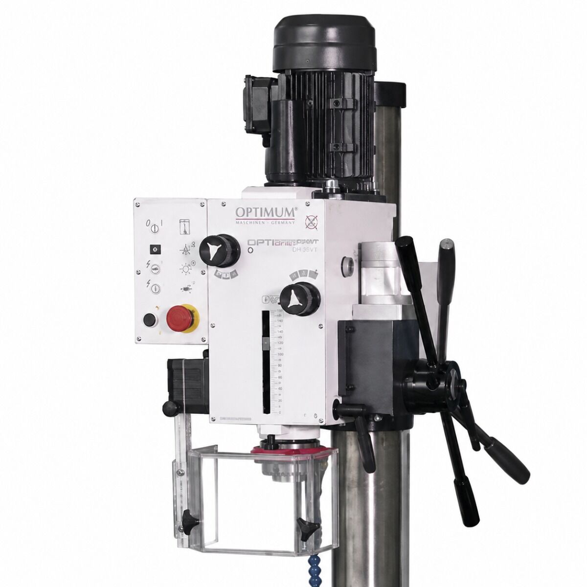 OPTIMUM 3035357 Trapano a colonna con ingranaggi e cambio a 12 velocità, modello DH 40GPE, 1.5 kW, trifase 400V, attacco CM4