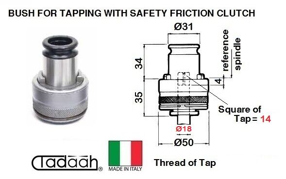 TD0136BU310201 Bussola portamaschio per maschiare con frizione registrabile - Norma ISO Gambo dia. 31mm