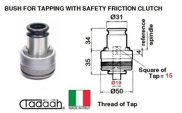 TD0136BU310203 Bussola portamaschio per maschiare con frizione registrabile - Norma JIS Gambo dia. 31mm