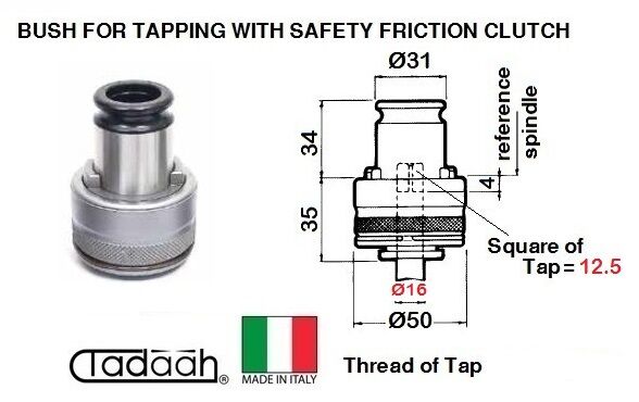TD0136BU310221 Bussola portamaschio per maschiare con frizione registrabile - Norma ISO Gambo dia. 31mm
