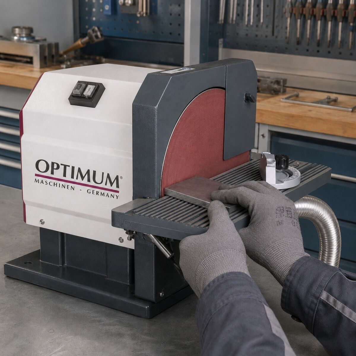 OPTIMUM 3101675 Levigatrice a disco Optigrind per metalli, modello GB 305D, 1.1 kW, trifase 400V, disco abrasivo 305 mm