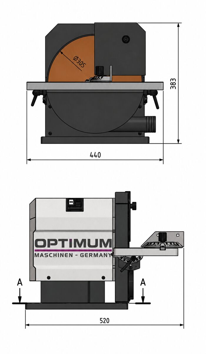 OPTIMUM 3101675 Levigatrice a disco Optigrind per metalli, modello GB 305D, 1.1 kW, trifase 400V, disco abrasivo 305 mm