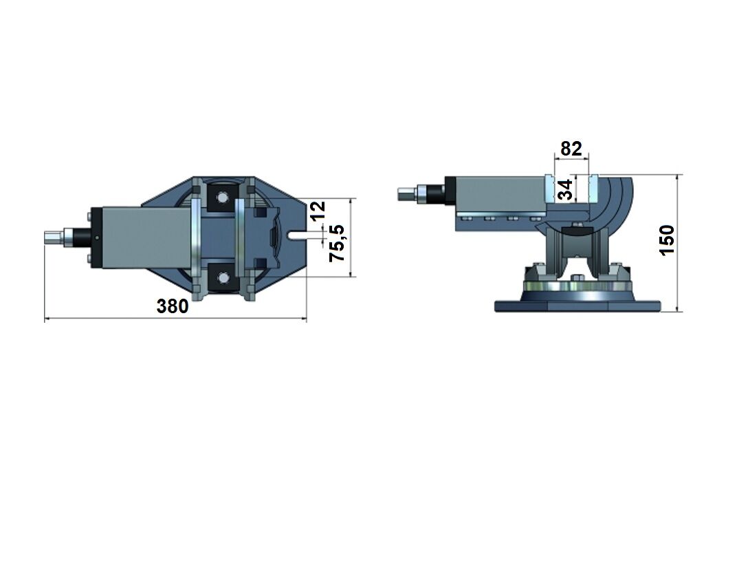 OPTIMUM 3354175 Morsa a vite a 3 assi Modello MV3-75 con base girevole a 360°, orientabile orizzontalmente fino a 90°