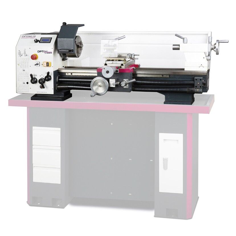 OPTIMUM 3427206 Drehmaschine mit Längs- und Quervorschub 230V, Stangendurchlass 38mm, Spitzenhöhe 158mm, Spitzenweite 800mm - Modell TU 3008VB