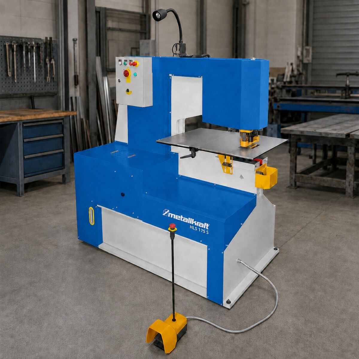 METALLKRAFT 3818115 Punzonatrice idraulica con comando a pedale, modello HLS 115 S, 11 kW, trifase 400V, forza di punzonatura 115 tonnellate