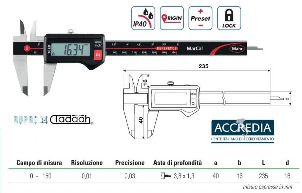 4103012C Digital gauge Mahr Series- Lock function - with Accredia certificate