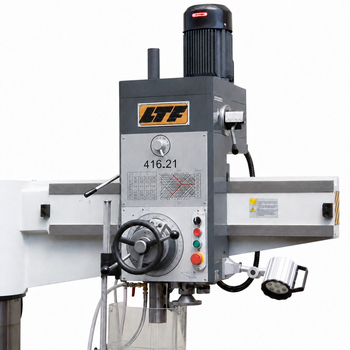 LTF 416.21 Trapano radiale con attacco CM4, trifase 400V, 2.2 kW, mandrino B16 e cubo fisso, capacità massima di foratura Ø32 mm