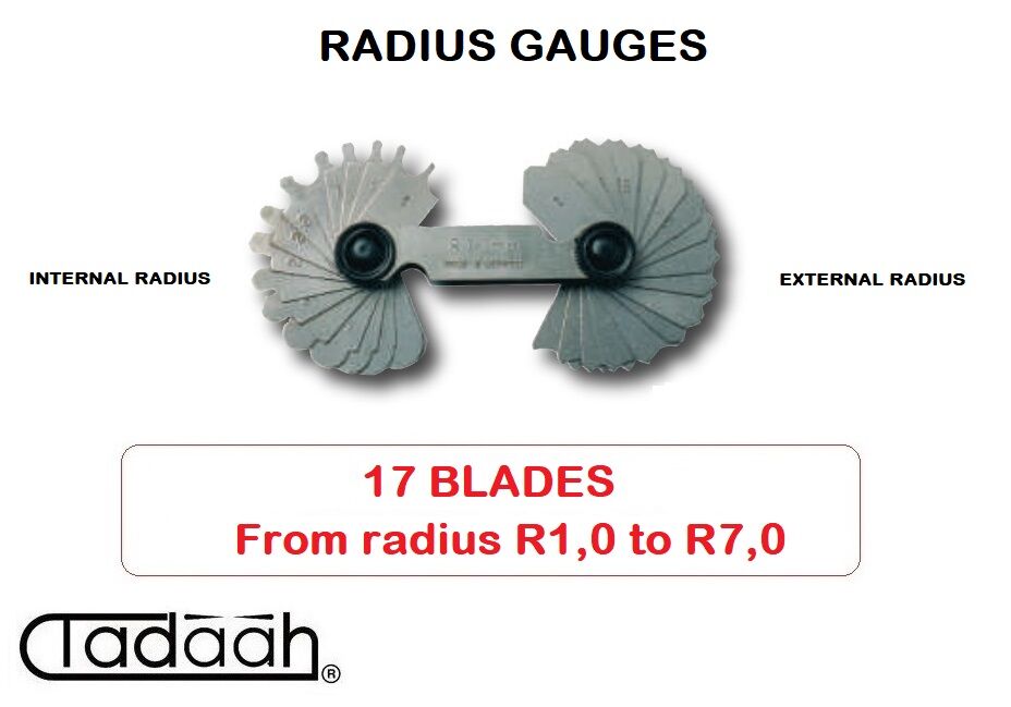 VOGEL 417.101 Radius gauges 17+17 blades, From radius 1,0 to 7,0