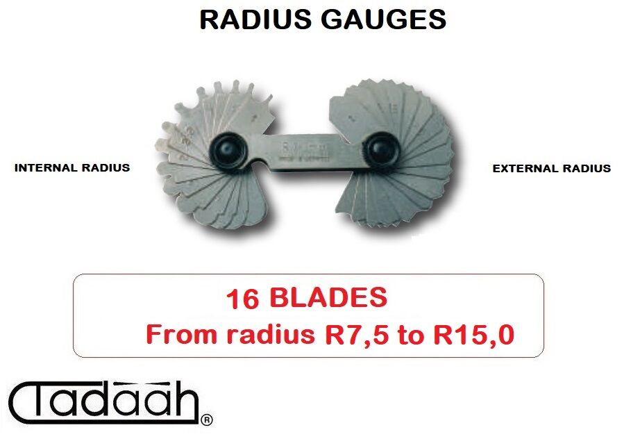 VOGEL 417.102 Winkel Prüflehren 17 + 17 Klingen - Vom radius 7,5 bis 15,0