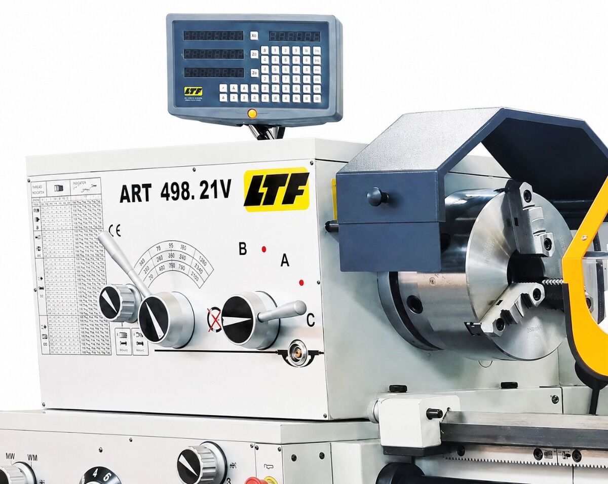 LTF 498.21V Tornio parallelo di precisione 400V, passaggio barra 80mm, potenza motore 5.5 kW, altezza punte 205mm, distanza punte 1000mm