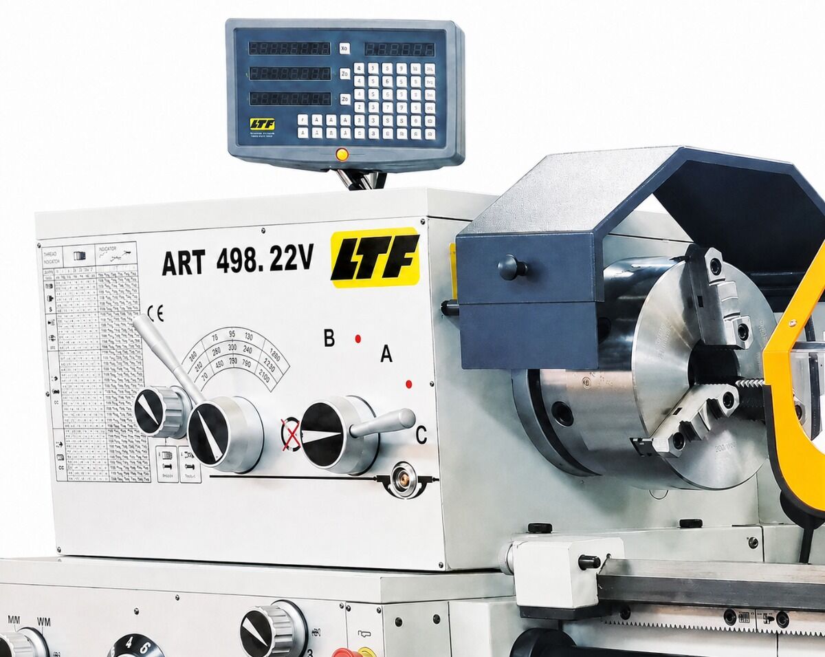 LTF 498.22V Tornio parallelo di precisione 400V, passaggio barra 80mm, potenza motore 5.5 kW, altezza punte 205mm, distanza punte 1500mm