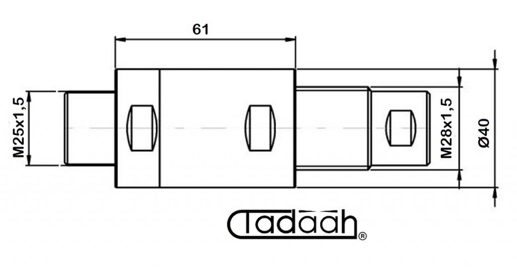 517.040 Rotierende für Lader CUCCHI Durchmesser 40mm Gewinde rechts, M25x1.5 - M28x1.5