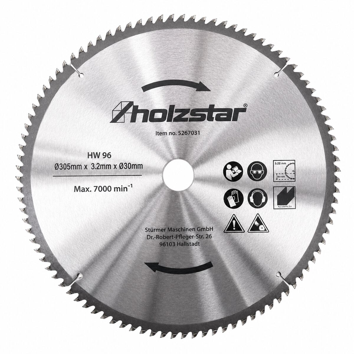HOLZSTAR 5267031 Lama per alluminio 305x3,2x30 mm Z96
