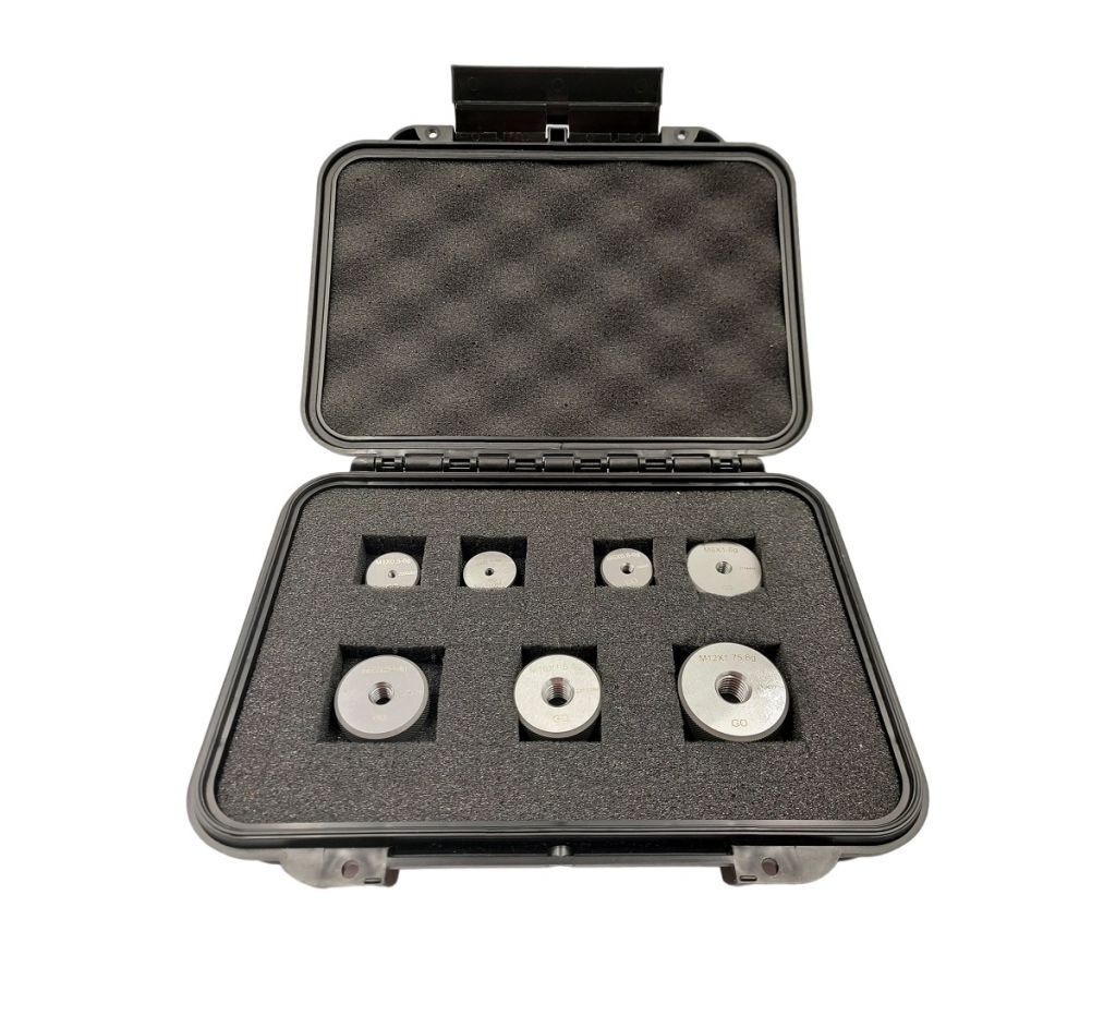 569.000 Case with 7 threaded rings gauges 'GO' M3-M12 rough thread DIN 13, precision tolerance 6g