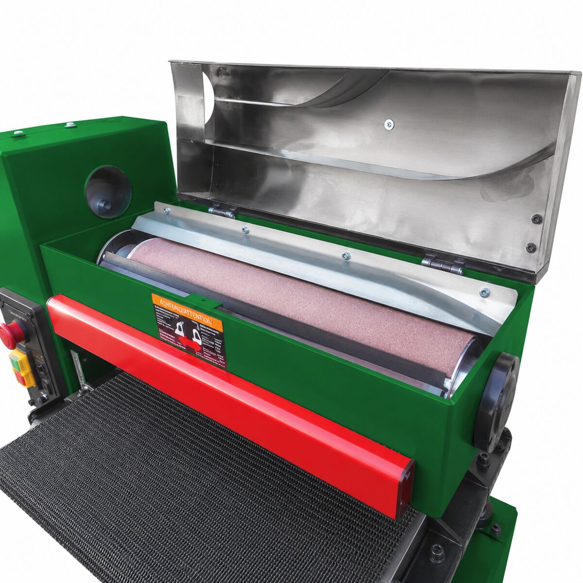 HOLZSTAR 5903450 Levigatrice a cilindri mobile 1.8 kW, modello ZSM 450 AS, monofase 230V, velocità del nastro trasportatore regolabile in continuo, per risultati di levigatura ottimali su materiali diversi