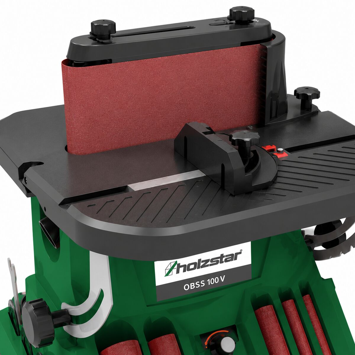 HOLZSTAR 5903510 Oscillating spindle and belt sander, 450 W, model OBSS 100 V, single-phase 230 V, with a powerful motor suitable for all wood-based materials