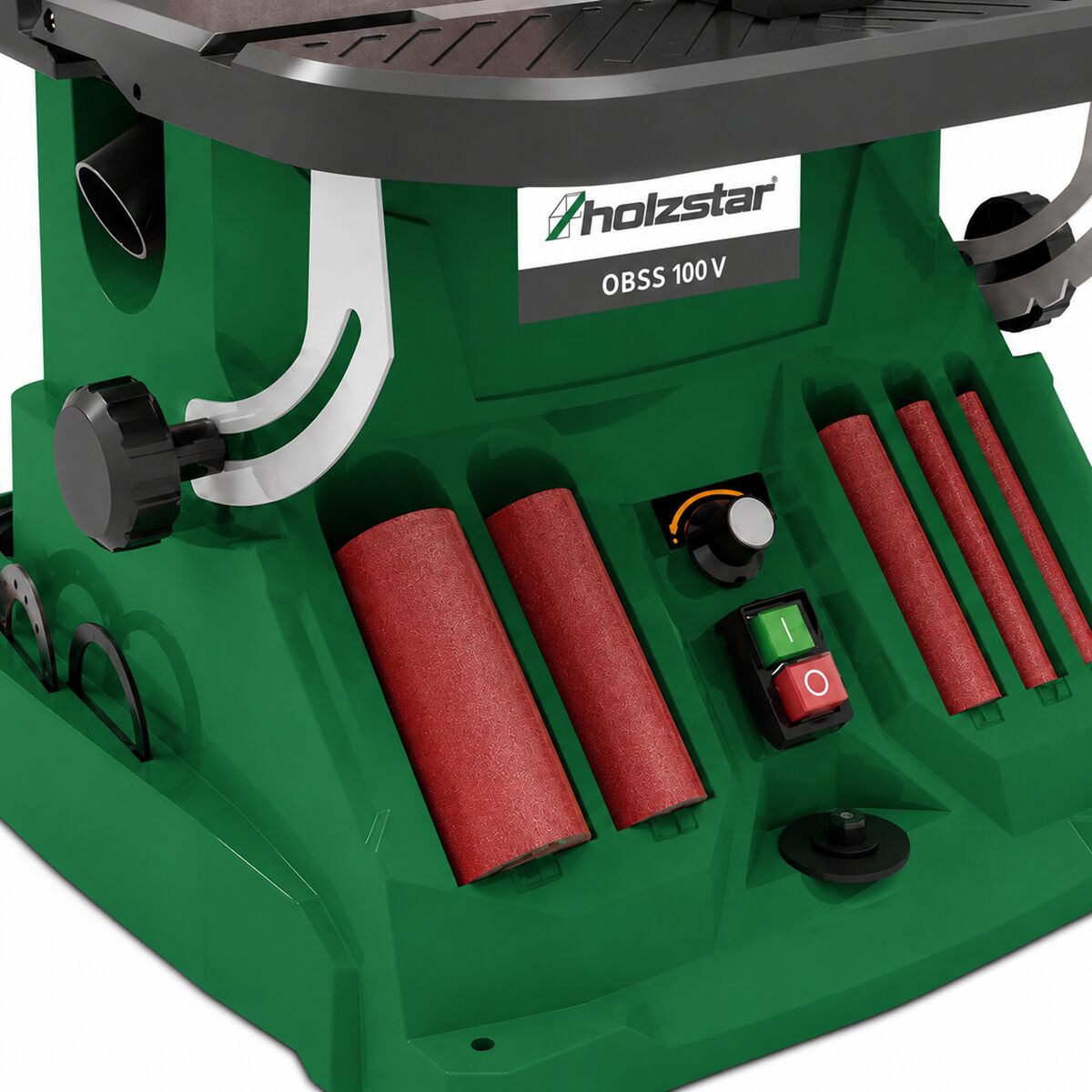 HOLZSTAR 5903510 Oscillating spindle and belt sander, 450 W, model OBSS 100 V, single-phase 230 V, with a powerful motor suitable for all wood-based materials