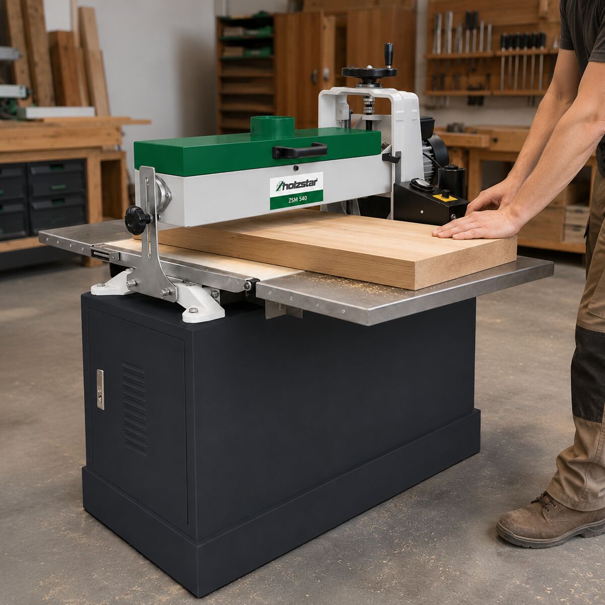 HOLZSTAR 5903560 Levigatrice cilindrica per rettifica di superfici 1.5 kW, modello ZSM 560, monofase 230V, velocità di avanzamento continua regolabile tramite potenziometro