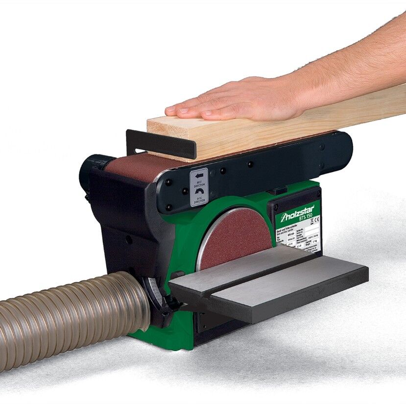HOLZSTAR 5904150 Band- und Tellerschleifer 915x100mm mit Winkelführung Modell BTS 150, Band und Kipptisch, Band kann von 0 bis 90° horizontal oder vertikal gekippt werden