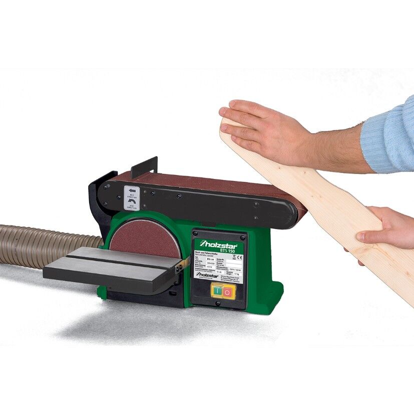 HOLZSTAR 5904150 Band- und Tellerschleifer 915x100mm mit Winkelführung Modell BTS 150, Band und Kipptisch, Band kann von 0 bis 90° horizontal oder vertikal gekippt werden