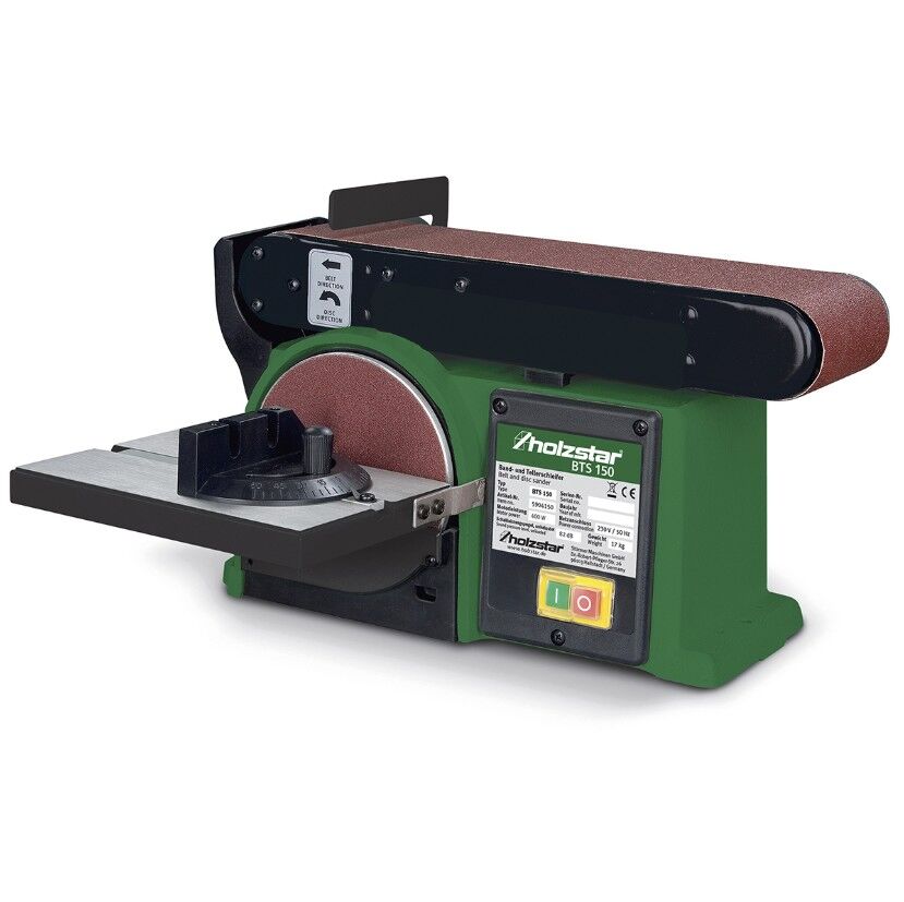 HOLZSTAR 5904150 Band- und Tellerschleifer 915x100mm mit Winkelführung Modell BTS 150, Band und Kipptisch, Band kann von 0 bis 90° horizontal oder vertikal gekippt werden