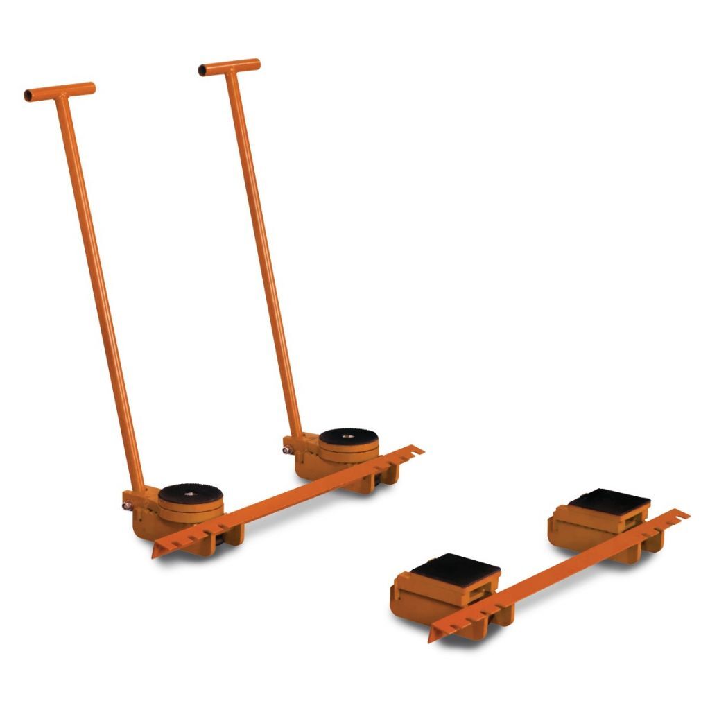 UNICRAFT 6195020 - Rollenskid-Bausatz mit 20t Tragfähigkeit, Bausatzzusammensetzung: 4 Transportrollen, 2 Drehkränze, 2 Stabilisatoren, 2 Verbindungsstangen, 2 Lenkstangen, 1 Deichsel und 1 Metallbox mit Rädern und Griffen