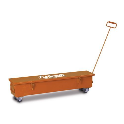 UNICRAFT 6195020 - Rollenskid-Bausatz mit 20t Tragfähigkeit, Bausatzzusammensetzung: 4 Transportrollen, 2 Drehkränze, 2 Stabilisatoren, 2 Verbindungsstangen, 2 Lenkstangen, 1 Deichsel und 1 Metallbox mit Rädern und Griffen