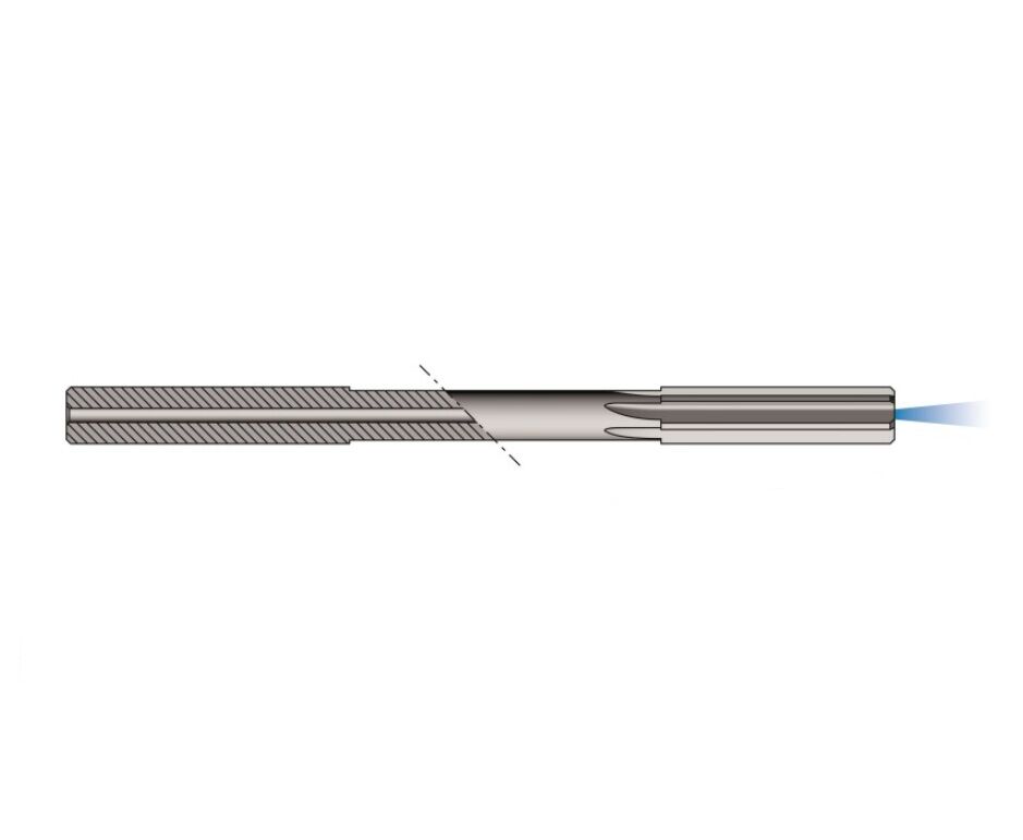 620 UTENSILERIA OSSOLANA Alesatori in metallo duro per fori ciechi, taglienti dritti, refrigerazione interna, codolo cilindrico Toll. h6, con diametro a progressione centesimale a scelta
