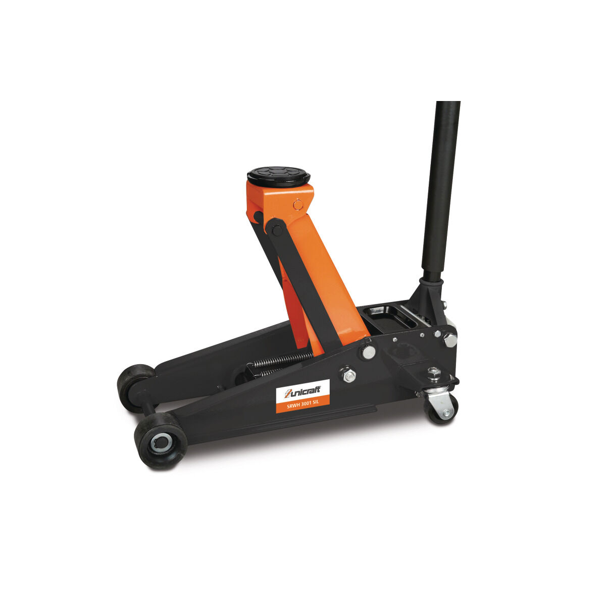 UNICRAFT 6201121 Silent Trolley Jack SRWH 3001 SIL, capacity 3t, high stability and efficiency with dual-piston pump and polyurethane wheels