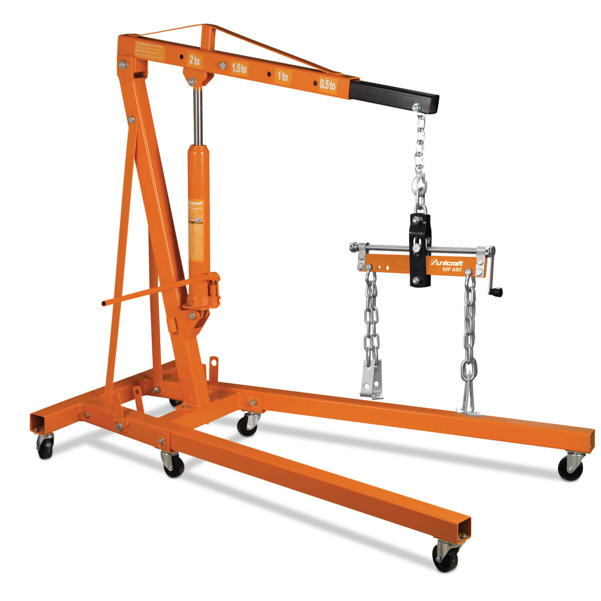 UNICRAFT 6201701 - Positionierwaage mit 4 Ketten, Tragfähigkeit 680kg, Abmessungen 445x65x190mm, Modell MP 680