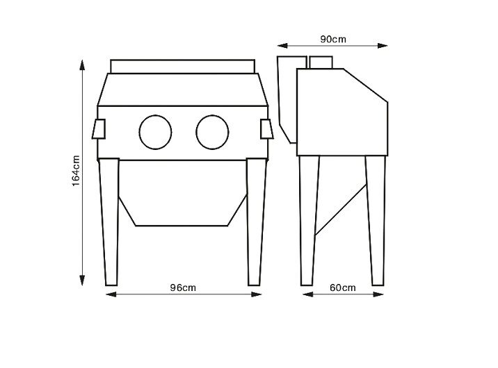 UNICRAFT 6204003 Kabinenstrahlgerät zum Reinigen und Entfernen von verschiedenen Materialien, Kabinenvolumen 310 Liter, Modell SSK 2.5