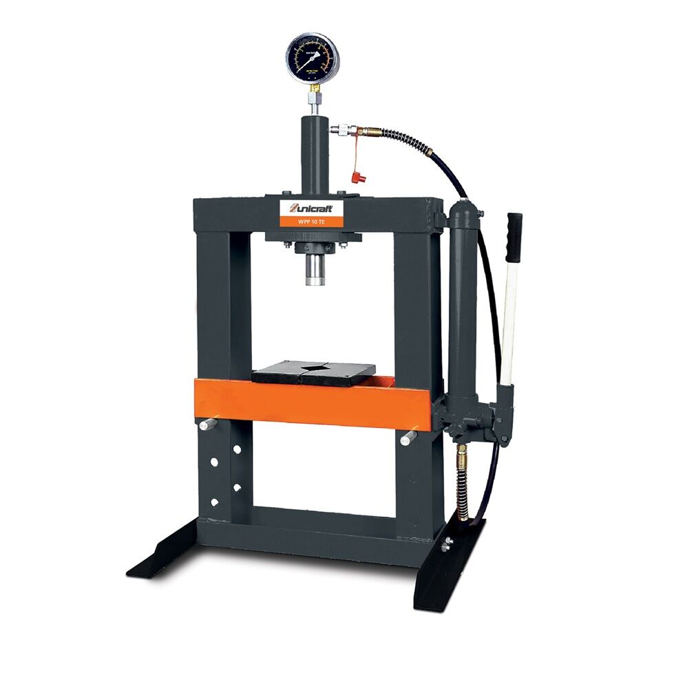 UNICRAFT 6300011 Pressa idraulica regolabile in 3 posizioni con pompa idraulica manuale, forza di compressione 10t, modello WPP 10 TE
