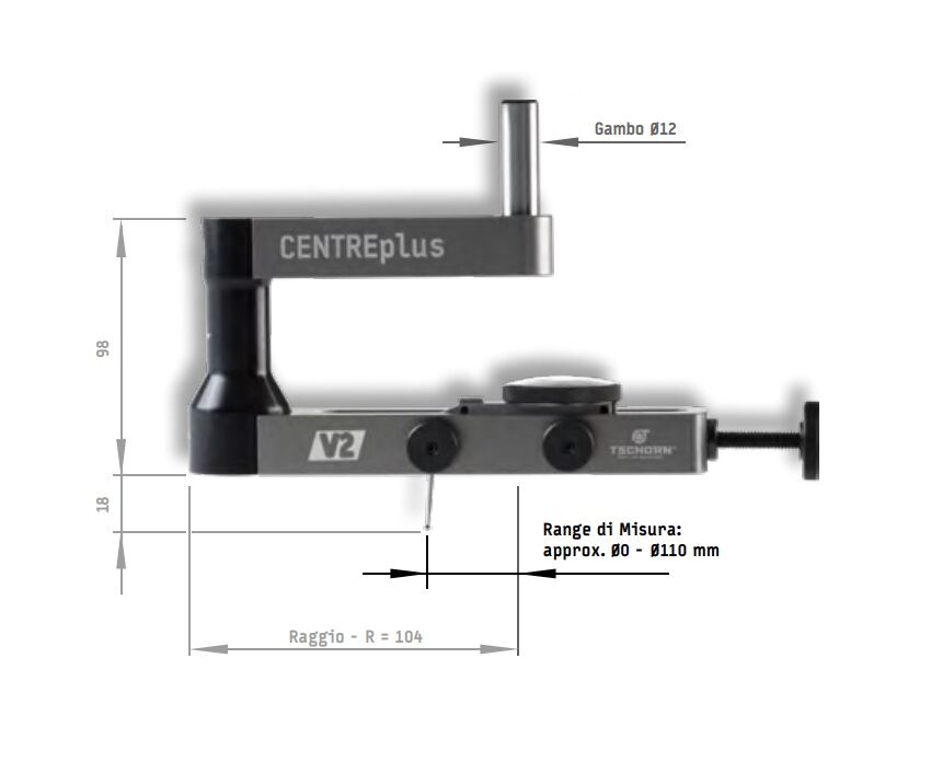 653.401 Centratore coassiale modello CENTREplus V2 TSCHORN GMBH per centraggio di fori e perni - Range misura diametro 0-Ø110mm