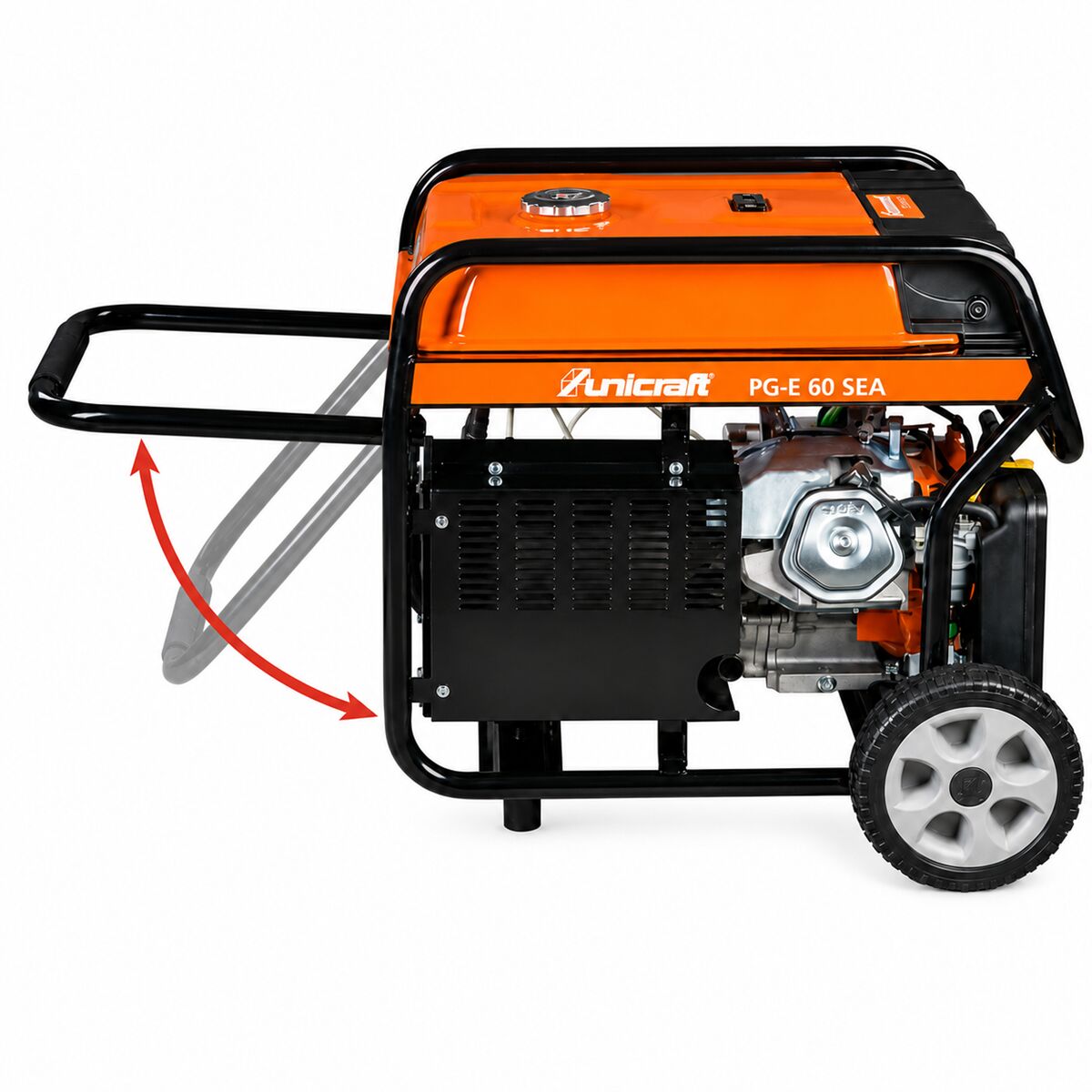 UNICRAFT 6706060 Generatore di corrente sincrono portatile a benzina 5.5 kW, modello PG-E 60 SEA, monofase 230V, con avviamento manuale o elettrico