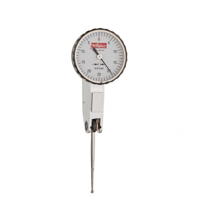 VOGEL 714.107 Original Käfer-Hundertstel-Hebel-Fühlerlehre mit langen Fühlerlehre – Form A gemäß DIN 2270 – Arbeitsbereich 0÷0,5 mm – Zifferblatt Ø 32 mm